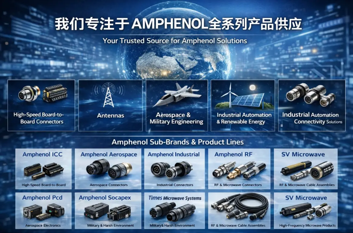 Amphenol安费诺全系列产品供应-连接器天线航空航天工业自动化